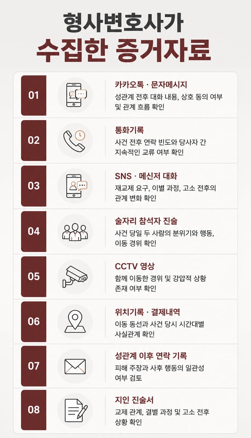강간죄고소 혐의 시 증거 확보 방법을 설명합니다.