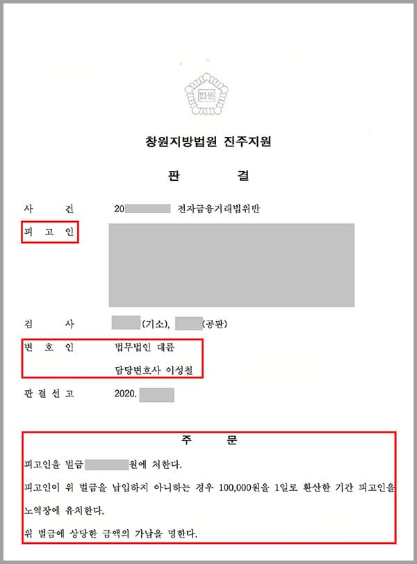 의뢰인은 “대출을 해주려는데 원금과 이자 변제를 위해 체크카드를 보내주면 대출을 해주겠다”라는 제안을 받아 이를 승낙하고, 자신을 저축은행 대출담당자라고 소개한 A씨에게 속아 자신 명의의 체크카드와 비밀번호를 퀵서비스로 제공하였는데요. 의뢰인이 대여한 계좌정보가 실제로 사기 범행에 사용되어 의뢰인은 전자금융거래법 위반 혐의로 기소되어 법무법인 대륜을 찾게 되었습니다.