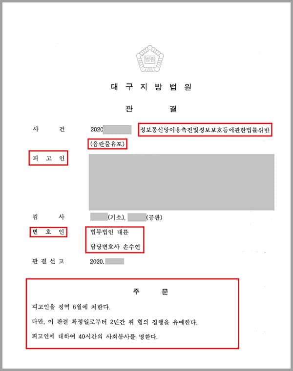 의뢰인은 성인 음란물 영상을 인터넷 사이트에 천여 차례 이상 배포한 혐의로 송치되어 급히 법무법인 대륜을 찾았습니다.
