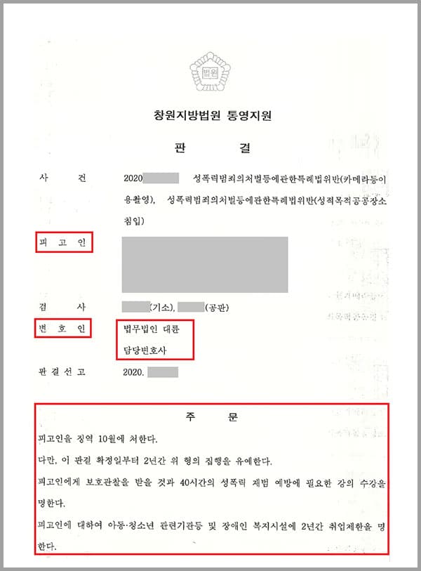 의뢰인은 상가 안에 있는 공중화장실에서 휴대폰을 이용하여 칸막이 하단을 통해 용변을 보는 피해자의 모습을 수차례 촬영하였다는 사실로 수사기관에서 조사를 받게 되었습니다. 경찰은 피해자의 진술 및 현장사진 등을 증거로 하여 의뢰인을 기소의견으로 송치하였습니다.