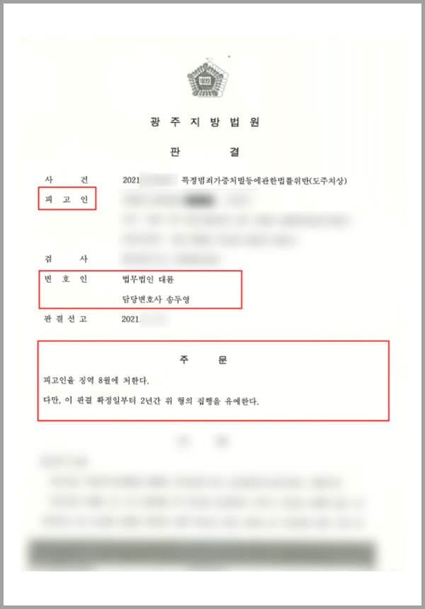 본 사건의 의뢰인은 오랜 기간 운전기사로 재직 중이었으며, 늦은 저녁 운전을 하던 중 킥보드를 타고 있던 사람을 쳤지만 해당 구간은 원래도 가로등이 없는 어두운 도로였기 때문에 이를 인지하지 못하고 사고 현장을 벗어나게 되었습니다.이로 인하여 특정범죄가중처벌등에관한 법률에 따라 도주 치상 혐의를 받게 되어 실형 위기에 놓이게 되었는데요.잘못을 한 것은 사실이나 뺑소니를 하려는 고의성이 전혀 없었으며, 정신장애가 있는 가족을 부양해야 하기 때문에 실형 선고를 받을 경우 가족까지 어려움에 처할 수 있기에 이를 피하고자 법무법인 대륜의 형사전담팀을 찾아주셨습니다.