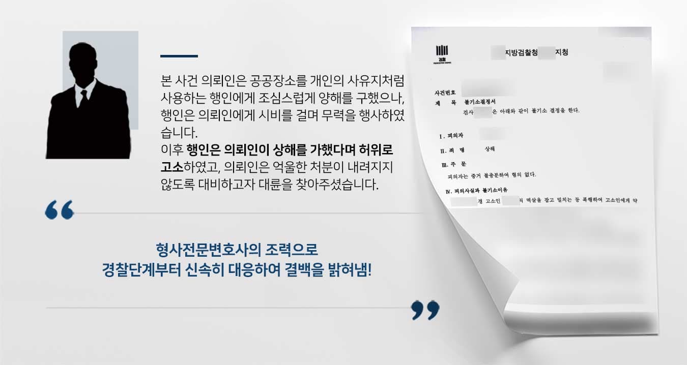 상해고소장 받았지만 형사전문변호사 조력으로 무혐의 처분