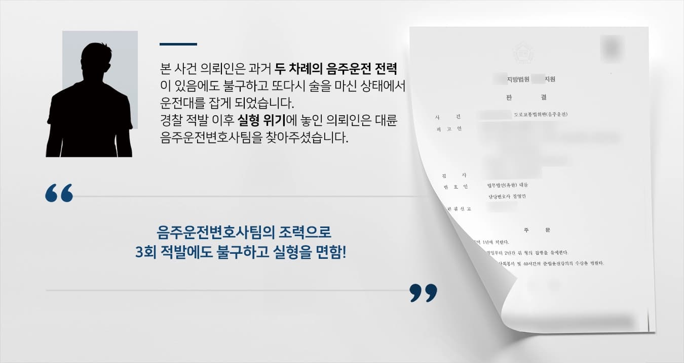 [음주운전3회 집행유예] 10년 이내 반복된 재범에도 불구하고 실형을 면함