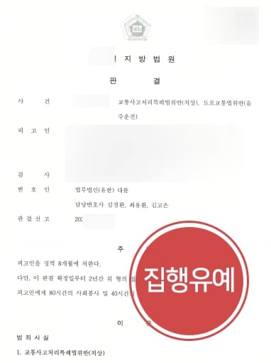 [화물차교통사고 집행유예] 업무상과실로 인한 음주운전사고처벌 위기였으나 실형을 면함
