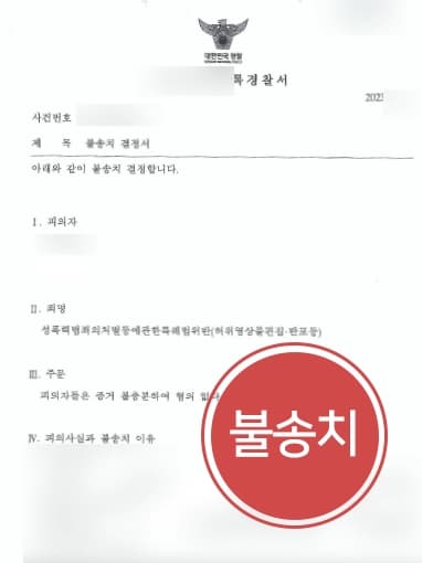 [부장검사출신변호사 경찰단계 조력] 카메라등이용촬영 사진 및 영상 편집, 반포하였으나 불송치