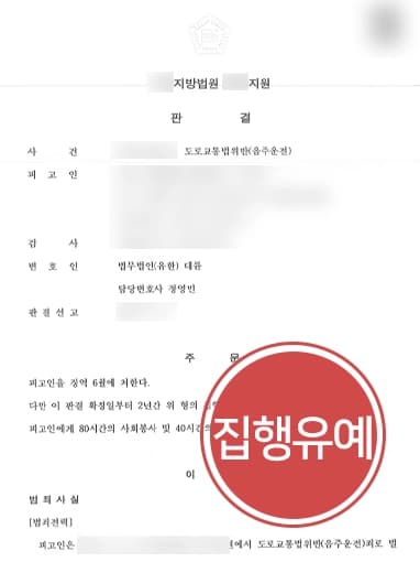 [음주재범 방어사례] 음주운전2회 전적 있음에도 또 다시 음주운전 한 피고인 집행유예 받아