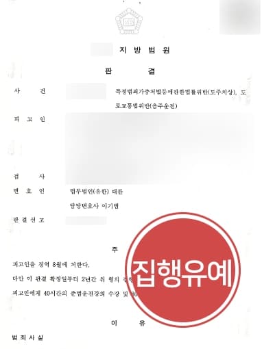 [교통사고전문변호사 조력사례] 음주뺑소니 피고인 집행유예 방어