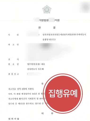 [몰카범처벌 집행유예] 형사전문변호사, 수 십 회의 몰래카메라범죄 집행유예 받아내