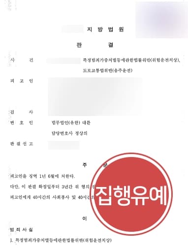 [위험운전치사상 집행유예] 중앙선 침범하여 12대중과실교통사고 낸 피고인 실형 면해