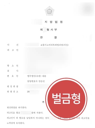 [형사전문변호사 항소 조력] 의도적인 신호 위반 아니라고 주장하여 교통사고벌금으로 감형