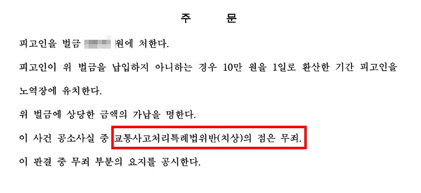 음주운전치상 무죄 판결