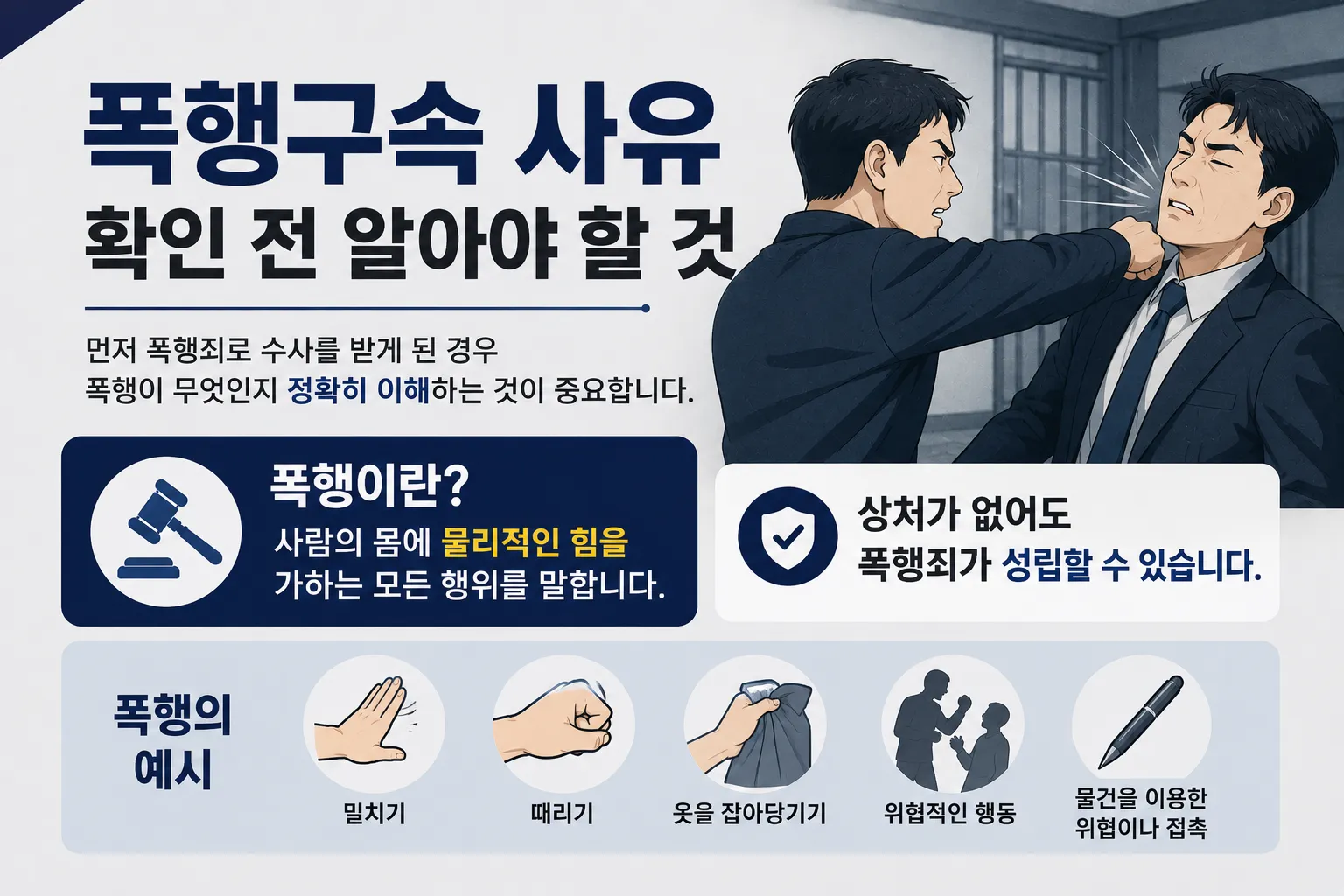 폭행구속 사유 확인하기 전 알아야할 폭행죄