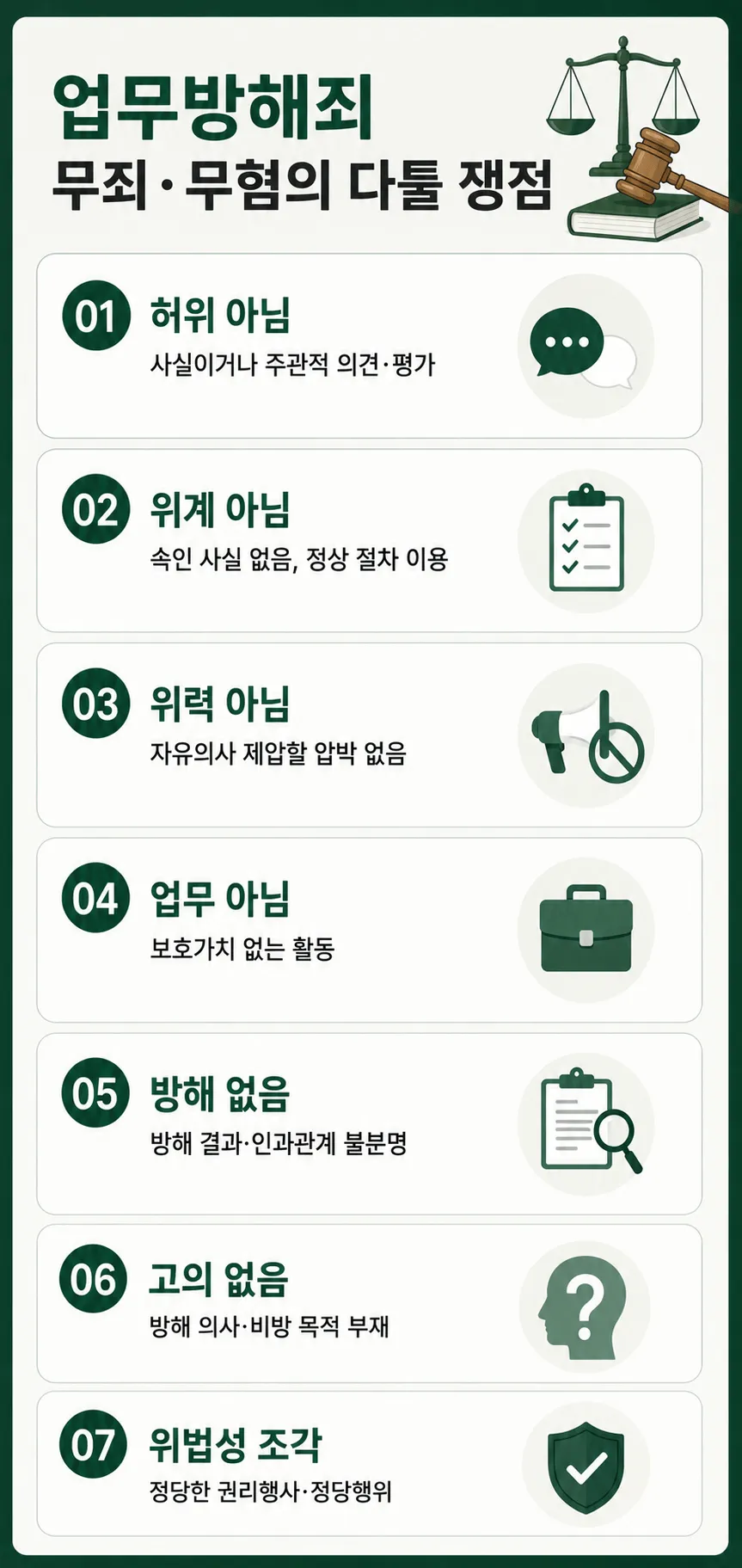 업무방해죄벌금 없이 무죄, 무혐의 마무리될 수 있는 쟁점들