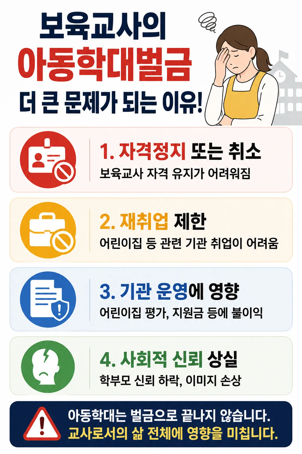 보육교사에게 아동학대벌금 처벌이 일반인보다 더 큰 문제가 되는 이유