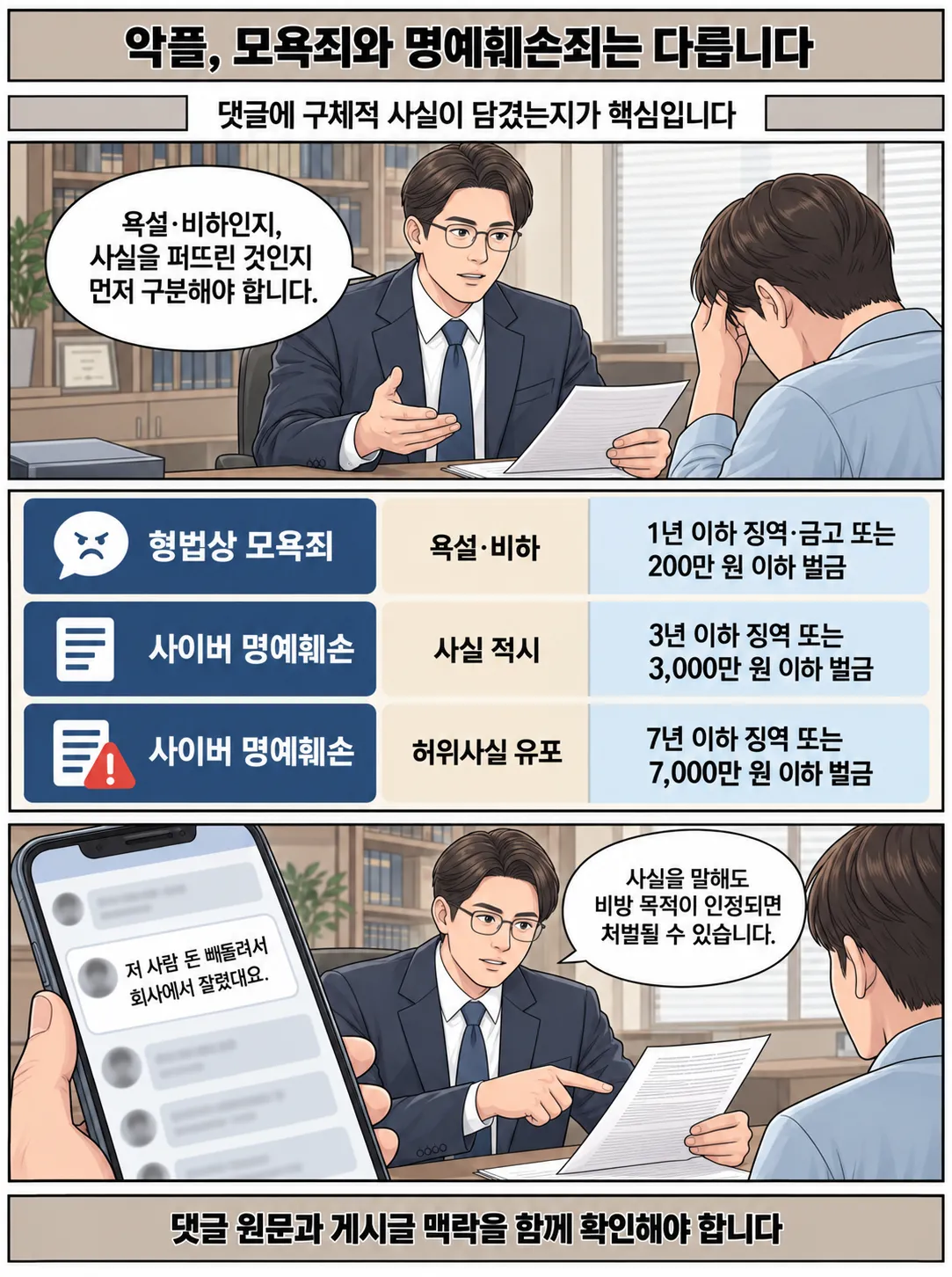 악플고소 후 모욕죄·명예훼손죄 가해자가 받을 처벌 수위