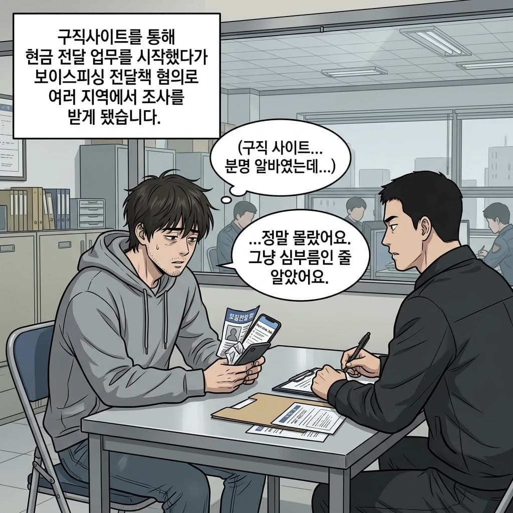 보이스피싱구속 사건의 메신저 기록과 계좌내역 등 증거자료를 분석하는 이미지
